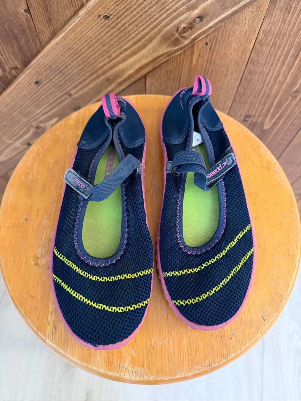 Speedo Kids Water Shoes Navy Pink Neon Yellow Size Medium